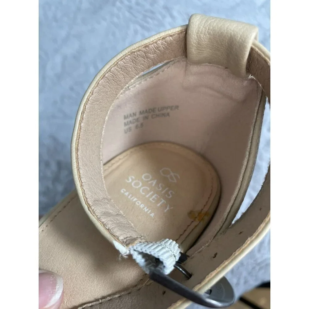Oasis Society Roccio Puffer Heeled Sandal Beige Women's Shoes Sz 6.5